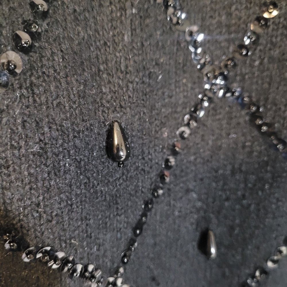 Julimay Beaded Angora Lambswool Sweater Black Embellished Knit M - Picture 7 of 7